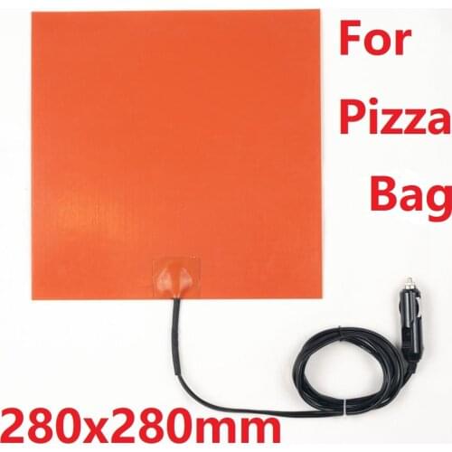 11x11'' (280x280MM) 12V 70-90 Degree C Silicone Heater Heating Pad For Pizza Delivery Bag FOOD delivery Systems With Car Charger