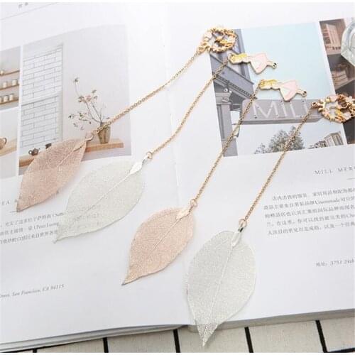 2pcs Fashion Leaf Exquisite Bookmark Cute Student Book Page Folder Bookmarks Pendant Girl Fashion Jewelry School Supplies