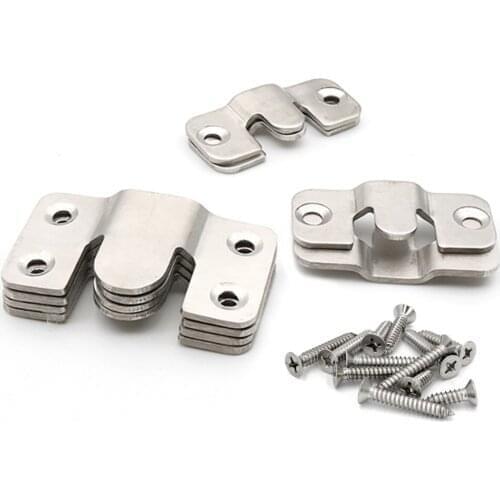 2PCS Stainless Steel Photo Frame Buckle Pendant Picture Mirror Frame Fastener Hanger Furniture Bed Connector with Screws