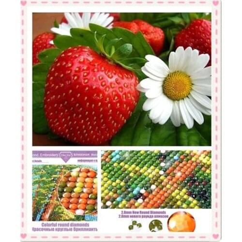 2019 Diy diamond painting Strawberry and white flower Round/square Diamond mosaic Painting Cross Stitch Kits Diamond Embroidery
