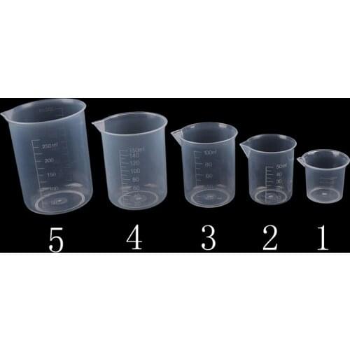 250ml/150ml/100ml/50ml/25ml 2Pcs Transparent Kitchen Laboratory Plastic Volumetric Beaker Measuring Cup