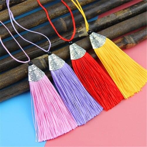 5Pcs/Lot 8Cm Fish Mouth Cap Silk Tassel Fringe Jewelry Findings Sewing Bang Key Tassels For DIY Embellish Curtain Accessories