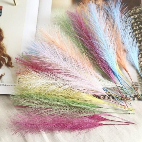 50 pcs/ Lot Home Decoration Simulation Feather Phoenix Tail Grass Artificial Flower DIY Wedding Bouquet Decor Fake Flower