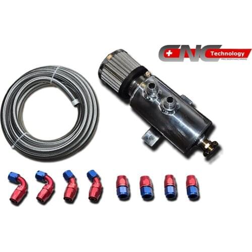 AN10OT_SI_KIT - Honda Civic Integra EK EG DC 94-01 Black Oil Catch Tank -10AN fuel hose 10ft Silver