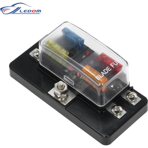 Blade Fuse Box DC 12V 24V 4 Way with LED Indicator Block for Car Boat Marine Caravan Circuit Standard ATO Send Fuses