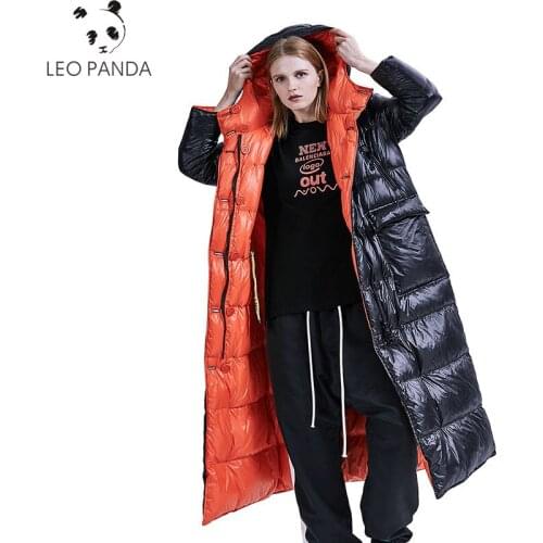 Brand Womens Goose Down Coat Winter Long Reversible Wear Luxury Hooded Parka 2019 Fashion Plus Size Down Jacket Woman