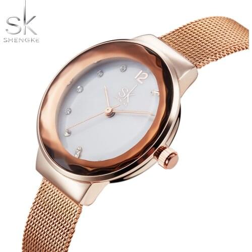 Shengke Luxury Rhinestones Watch Fashion Rose Gold Womens Watches Top Brand Bracelet Ladies Watch Women Watch Clock reloj mujer