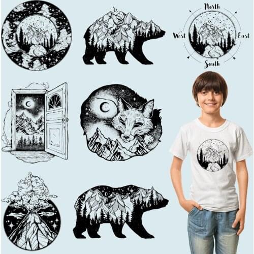 Black and white patterns Ironing stickers Washable DIY Appliques Patches for clothing Heat Transfer printing