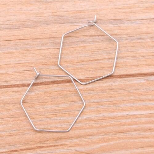 40Pcs 29*31mm Shaped Ring Geometry Charm Stainless Steel Pendant Open Bezels Hollow Pressed Resin Frame Mold DIY Jewelry Making