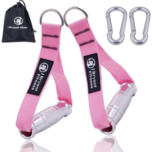 Heavy Duty Metal Gym Handles Pink for Cable Machine Attachment with Hook Women Resistance Band Workout Grips Fitness Equipment