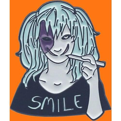 Smile Enamel Pins Animation Sally Face Metal Cartoon Brooch Backpack Hat Bag Collar Lapel Badges Men Women Fashion Jewelry Gifts