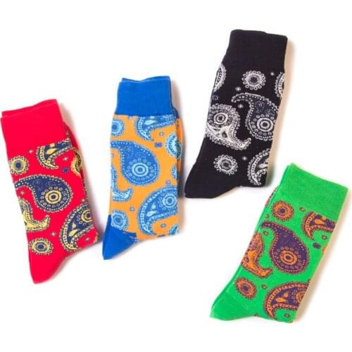 Cotton Socks Men Colorful Flowers Red Black Blue Green Soft Comfortable Funny Socks Happy Socks Adult Casual Crew Socks Thicker