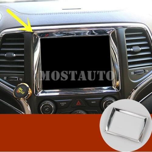 For Jeep Grand Cherokee ABS Chrome Console GPS Navigation Trim Cover 2014-2018 1pcs Car Accessories Interior Car Decor Car Trim