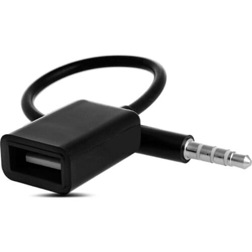 3.5mm Male AUX Audio Plug Jack To USB 2.0 Female Converter Cable Cord Fr Car MP3