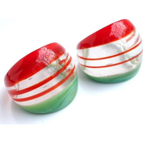 RED SNAKE Fashion Ring Handmade Red and Green Translucent Murano Glass Rings