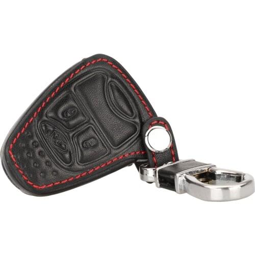 Kutery Leather Key Case Cover For Jeep Grand Cherokee Commander 4Buttons Remote Car Key Shell Protector