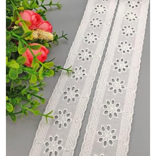 4cm*5yards embroidery flower Cotton hollow flower lace trims for wedding dress Water soluable lace trimmings for clothes
