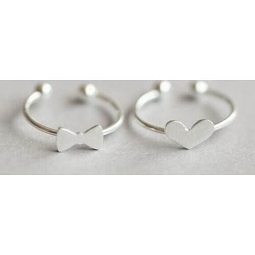 Daisies Real Pure 925 Sterling Silver Heart&Bow Ring For Women Simple Style Hypoallergenic Sterling-silver-jewelry Bague Femme