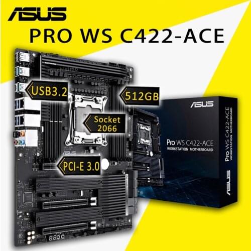 Socket 2066 Asus Pro WS C422-ACE Motherboard PCIe 3.0 Dual U.2 DDR4 ECC M.2 PCIe 3.0 USB 3.2 Gen 2 Intel C422 Placa-mãe 2066