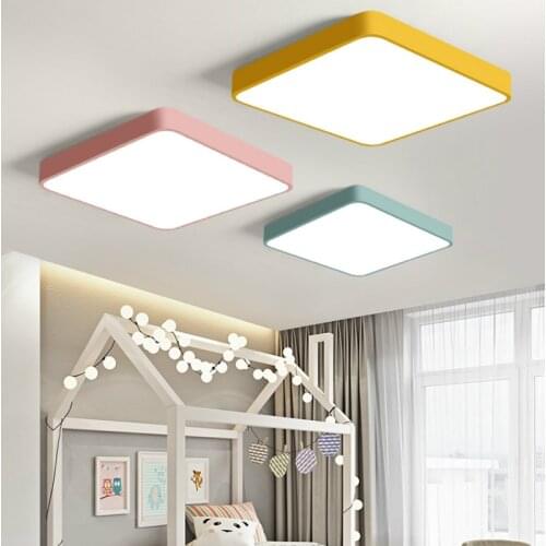 Minimalist Square Macarone Led Ceiling Lights Morden Lamps for Living Room Cosy Room Lights Light Fixtures Kitchen Ceiling Lamps