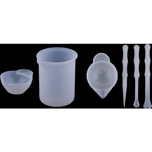 6 pcs Silicone Reusable Mixing Measuring Cups Liquid Epoxy Resin Stirring Distribution Hobby Casting Jewelry Making DIY Tools