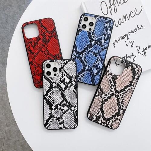 Fashion Retro Snake Pattern Texture PU Leather Phone Case For iPhone 11 12 Mini Pro XS MAX XR X 7 8 10 Plus SE2 Soft Cover Women