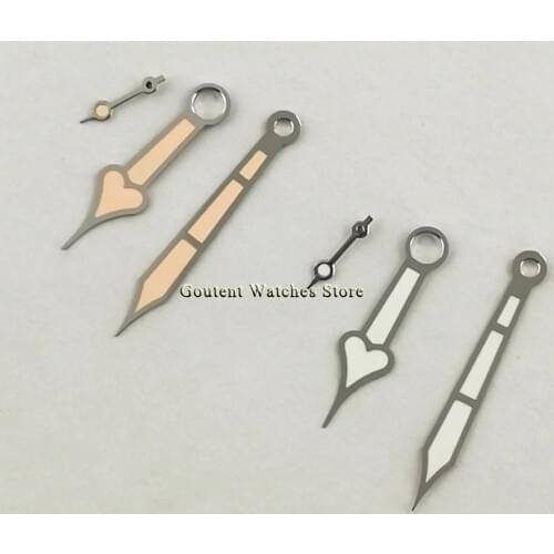 Silver/Orange Watch Hands Sets Luminous Hand fit eta 6497,6498 movement