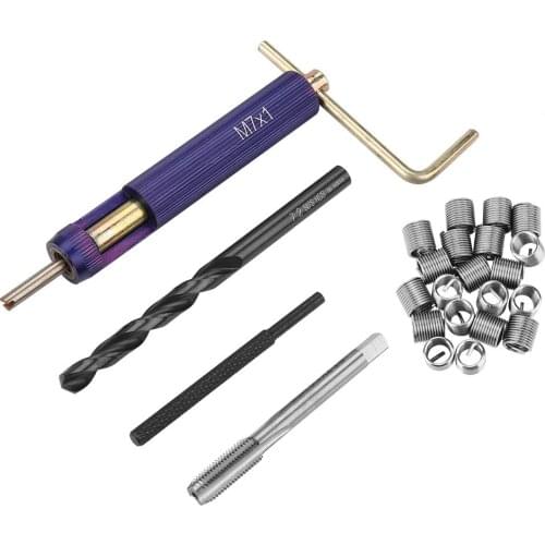 M7*1.0 Thread Repair Insert Kit Set Stainless Steel Helicoil Tap Drill Insert + 20pcs Threaded Inserts Car Repair Tools