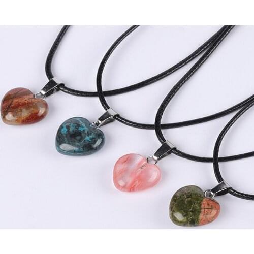 Natural Crystal, Heart, Neckle Pendant, Rose Quartz Gem Pendant, White Crystal Healing Neckle DIY Charm Jewelry