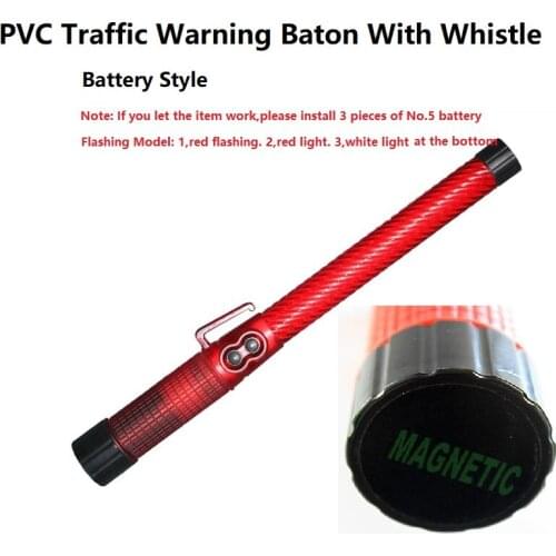 43cm LED Plastic Tube Traffic Warning Red Baton With Whistle Emergency Warning Lights