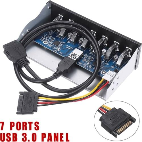 Pohiks 1pc Portable 19 Pin To 7 Port USB 3.0 Hub Adapter High Speed 5Gbs CD-ROM Drive Bay Front Panel For PC Computer