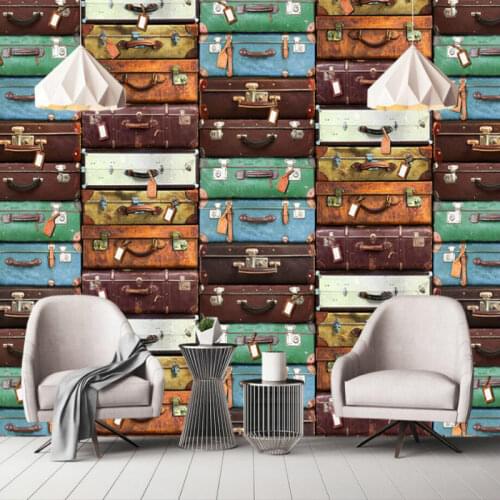 Custom 3D Non-Woven Wallpaper for Wall blackboard wallpaper Decorative Retro suitcase Wallpapers 3d