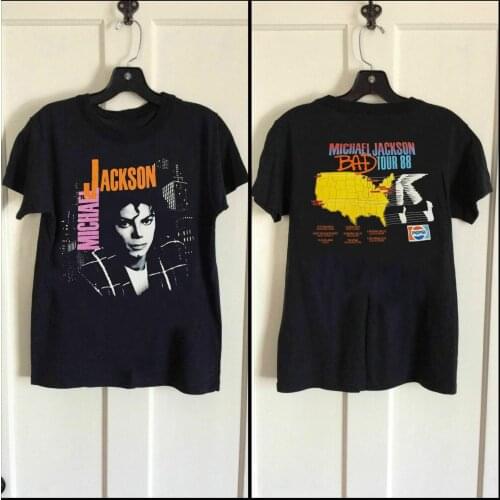 Hot Rare Michael Jackson Bad Tour 1988 T-Shirt. Summer Cotton O-Neck Short Sleeve Mens T Shirt New S-3XL