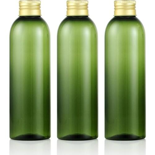 Empty Plastic Container Bottle 200ml Essential Oil Packaging Shower Gel Bottles Screw Aluminum Top Cap Refillable Makeup Bottles