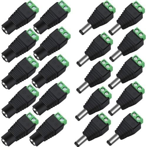 DC Connector Power Jack Plug Adapter 100 Pairs 12V 5A Male+Female 2.1 X 5.5MM Power Connector for CCTV Camera Led Strip