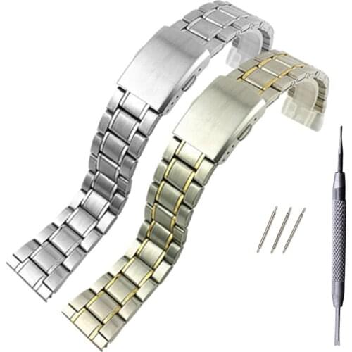 Stainless Steel Watch Strap Wrist Bracelet Metal Watchband with Folding Clasp for Men Women 12/14/16/18/20/22mm