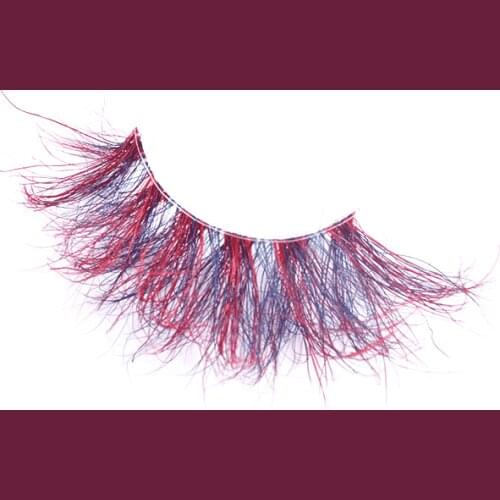 Halloween 3D Artificial Mink Color Eyelashes Color Real Mink Skin Eyelashes Dramatic Extra Long Fluffy Color False Eyelashes