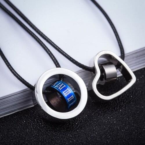 Two Circle Blue Silver Rings Pendents for Woman Necklace Female Lover Heart Silver Clavicle Necklace Pendant Jewelry Gift