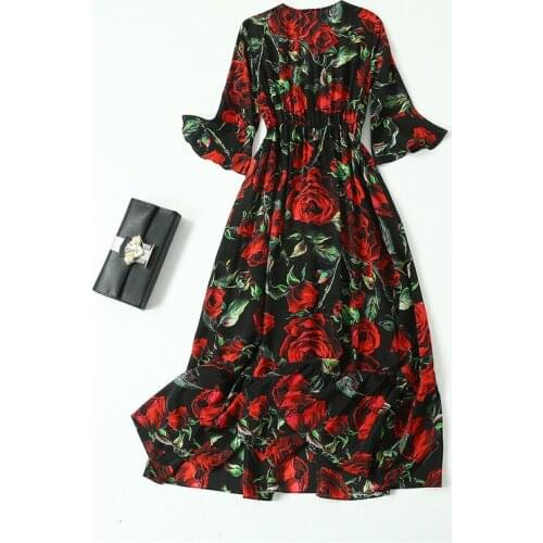 Real Boho Silk Dress Women Clothes Korean Summer Evening Party Dresses Female Elegant Vestidos Floral Long Beach Dresses