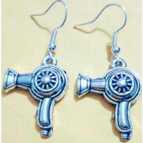 Hair stylist hair dryer Earrings Alloy Girl Earrings Women Earrings Unique Creativity Jewelry Holiday Gifts