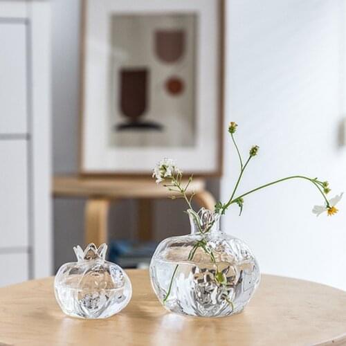 Cutelife Cute Pomegranate Transparent Glass Vase Decoration Home Table Flower Vase Living Room Terrarium Wedding Hydroponic Vase