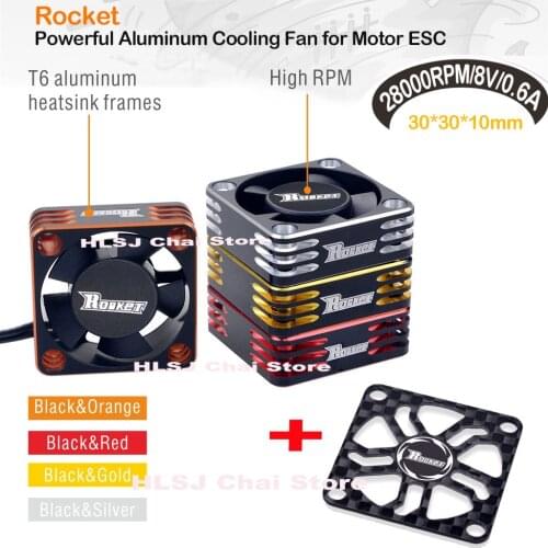 Rocket Cooling Fan 30*30mm Aluminum Fan 28000RPM for 1/10 1/8 1/12 RC Car 540 550 3650 3660 3665 3670 Motor Heat Dissipation