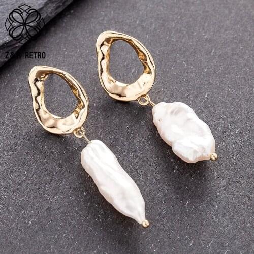 Vintage Gold Color Dangle Earring Womens Jewelry Fashion Asymmetri Bead Irregular Hanging Earrings Pendientes Brincos Wholesale