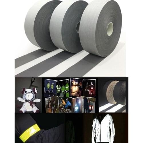 100M/Roll Bright Silver Reflective T/C Fabric Road Traffic Warning Reflective Tape Garment Accessories