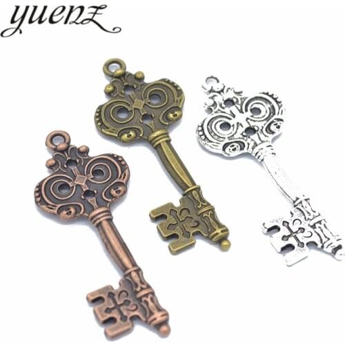 YuenZ 5 pcs 4 colour Antique silver color key Charms Pendants For Necklace Bracelet Jewelry Making DIY Handmade 51*20mm O215