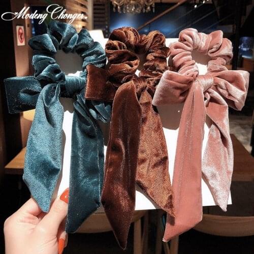 1PC Velvet Scrunchie Elastic Hair Band Bow Hair Rope For Women Girl Hair Ties Sweet Hair Band Soft Ponytail Hair Accessories Hot