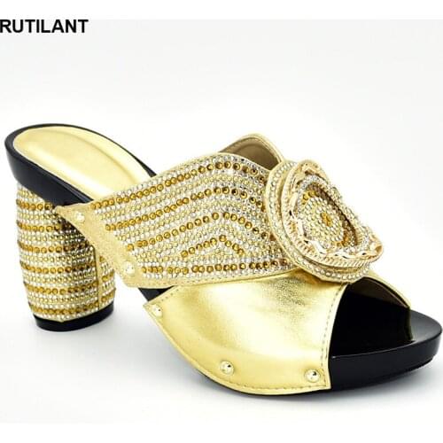 New Arrival Slip on Shoes for Women Ladies Sandals with Heels Designer Shoes Women Luxury 2019 Rhinestone Wedding Party Shoes