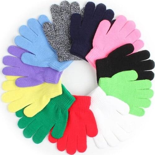 Winter Warm Baby Gloves Children Knitted Stretch Mittens Kids Solid Girls Gloves Full Finger Glove Knitted Girls Boys Gloves