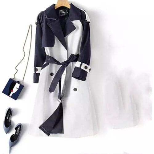 Winter Clothes Women Trench Coat For 2020 Autumn Plaid Stitching Womens Windbreaker Outwear Female Trench Clothes Plus size 4XL