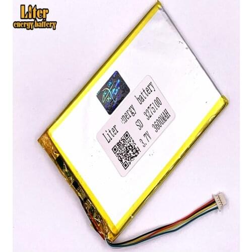 1.0MM 5pin connector 3275100 3075100 3600mah 3.7V Rechargeable lipo battery solar li ion polymer lithium battery Tablet PC
